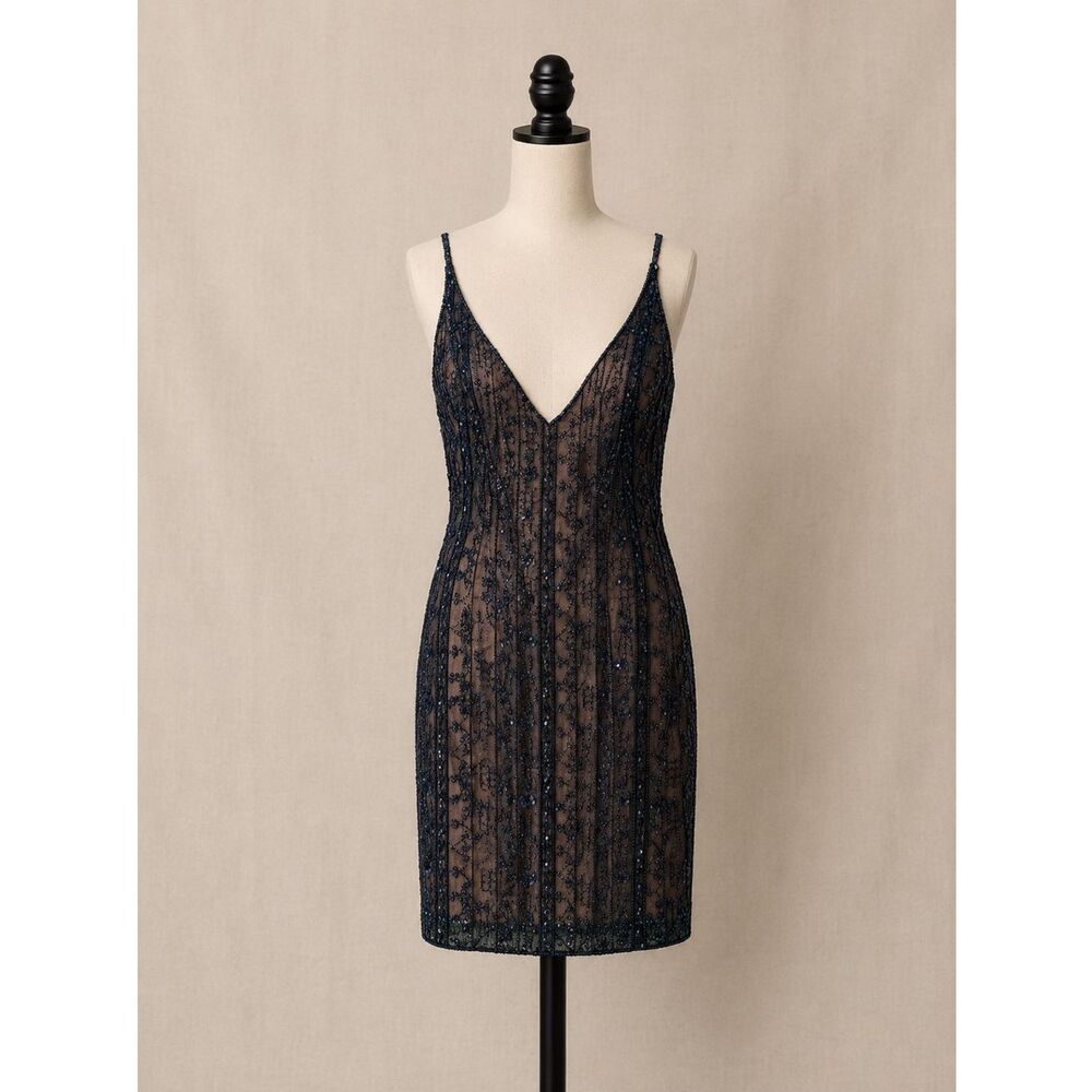 Vintage Harrison Morgan Floral Silk Beaded Mini Cocktail Dress Size 4